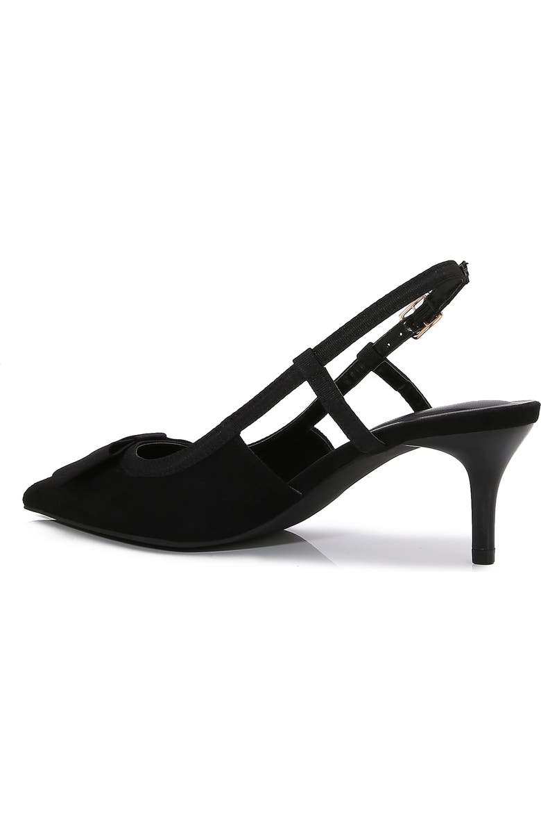 BERNESS June Bow Pointed Toe Slingback Kitten Heel Pump, Alternate, color, Black