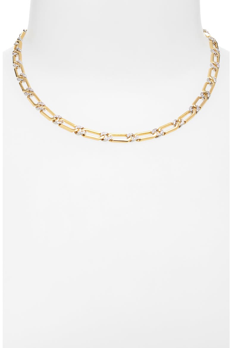 The Two-Tone Pavé Chain Necklace, Alternate, color, GOLD