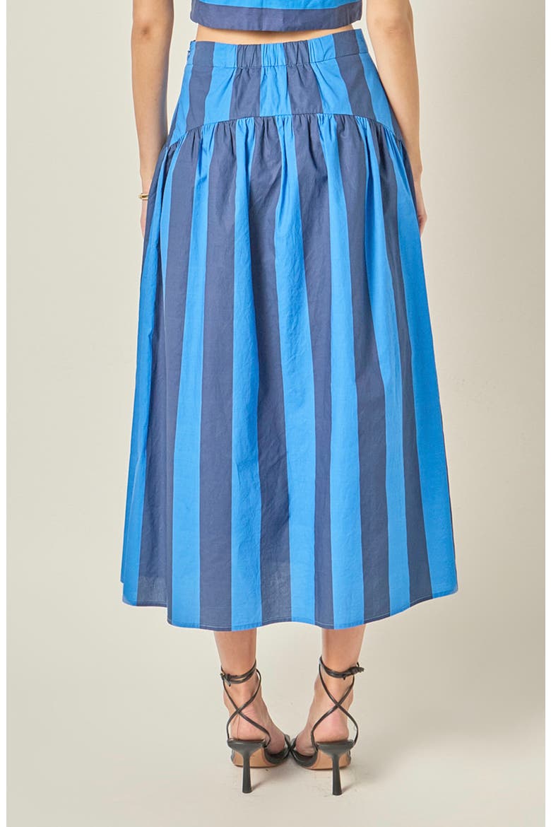 Striped Cotton Midi Skirt, Alternate, color, CORNFLOWER/ NAVY BLUE