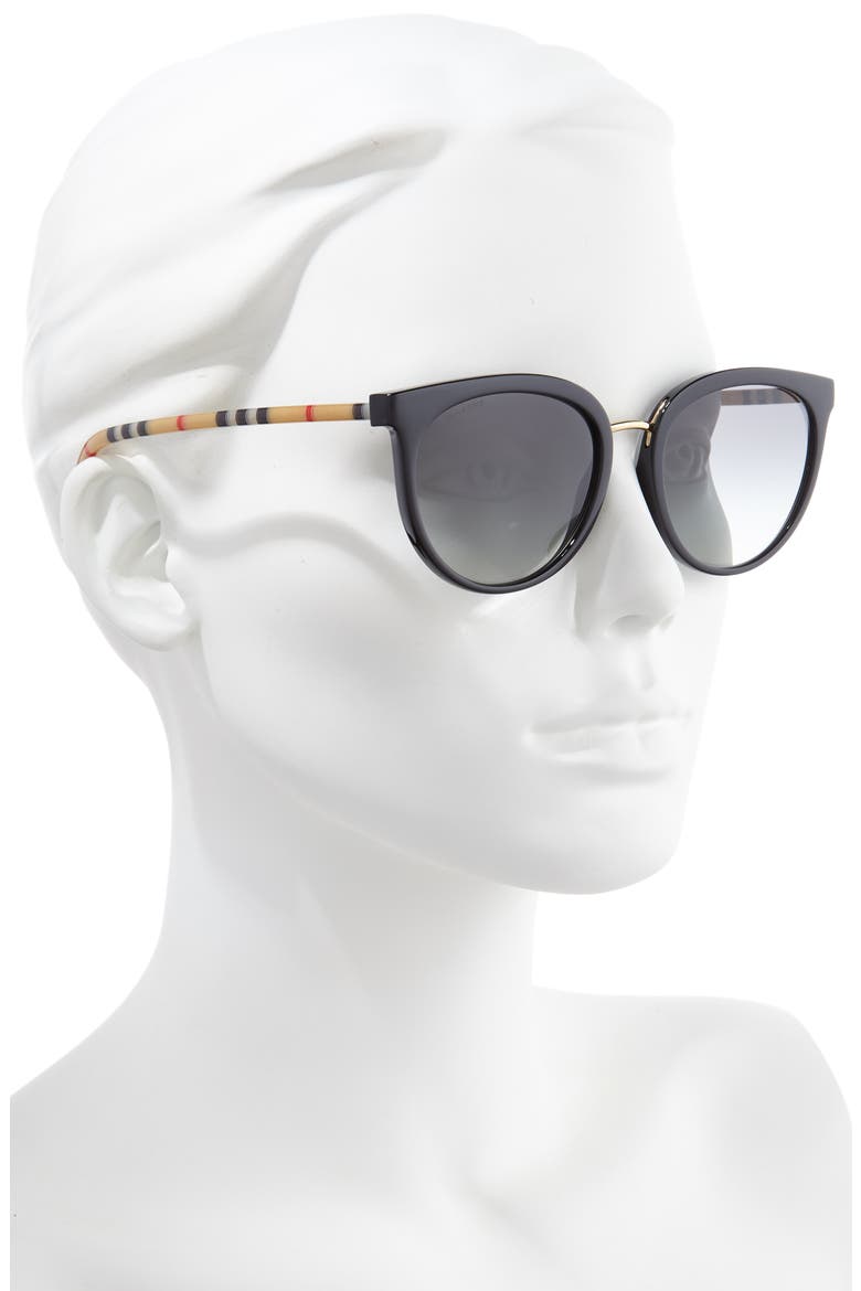 55mm Gradient Cat Eye Sunglasses, Alternate, color, BLACK/ BLACK GRADIENT