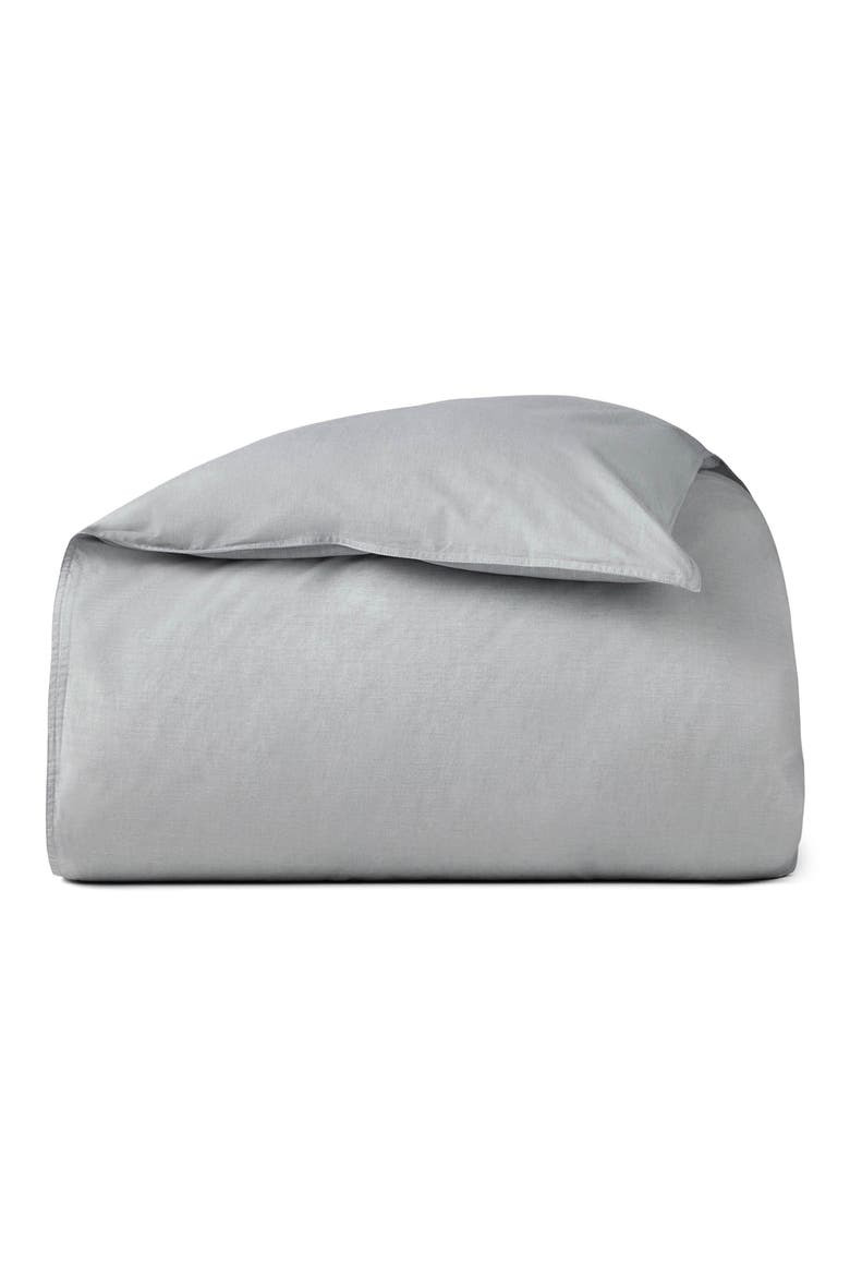 Organic Crinkled Percale™ Duvet Cover, Main, color, GRAPHITE CHAMBRAY