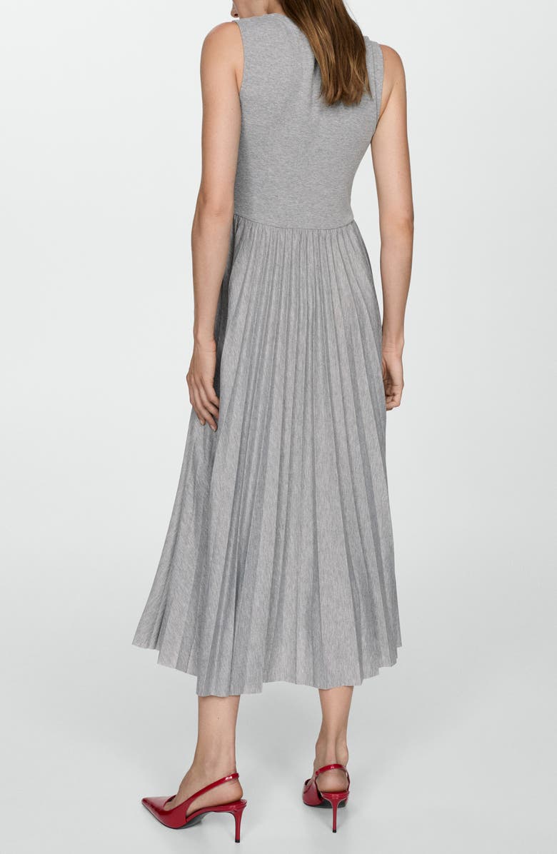 MANGO Pleated Heathered Jersey Midi Dress, Alternate, color, 
