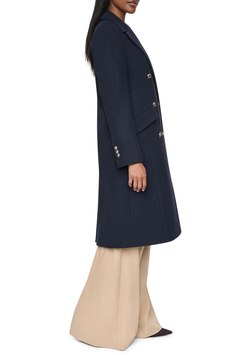 Double Breasted Wool Blend Coat, Alternate, color, DARK NAVY
