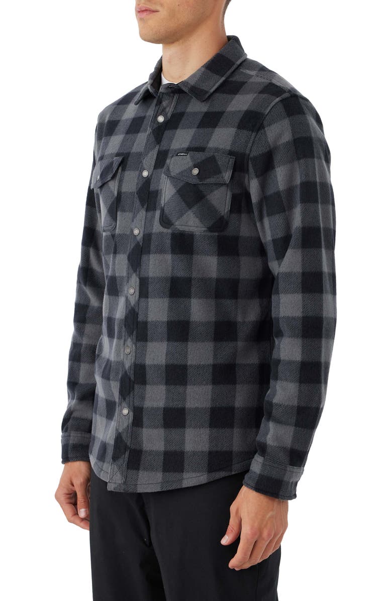 O'Neill Glacier Check Fleece Snap-Up Shirt, Alternate, color, 