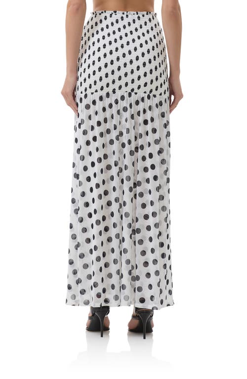 Afrm Quincy Print Smocked Mesh Maxi Skirt