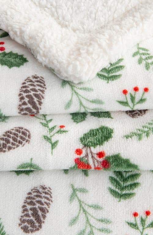 Woven & Weft Holiday Print Reversible Faux Shearling Throw Blanket