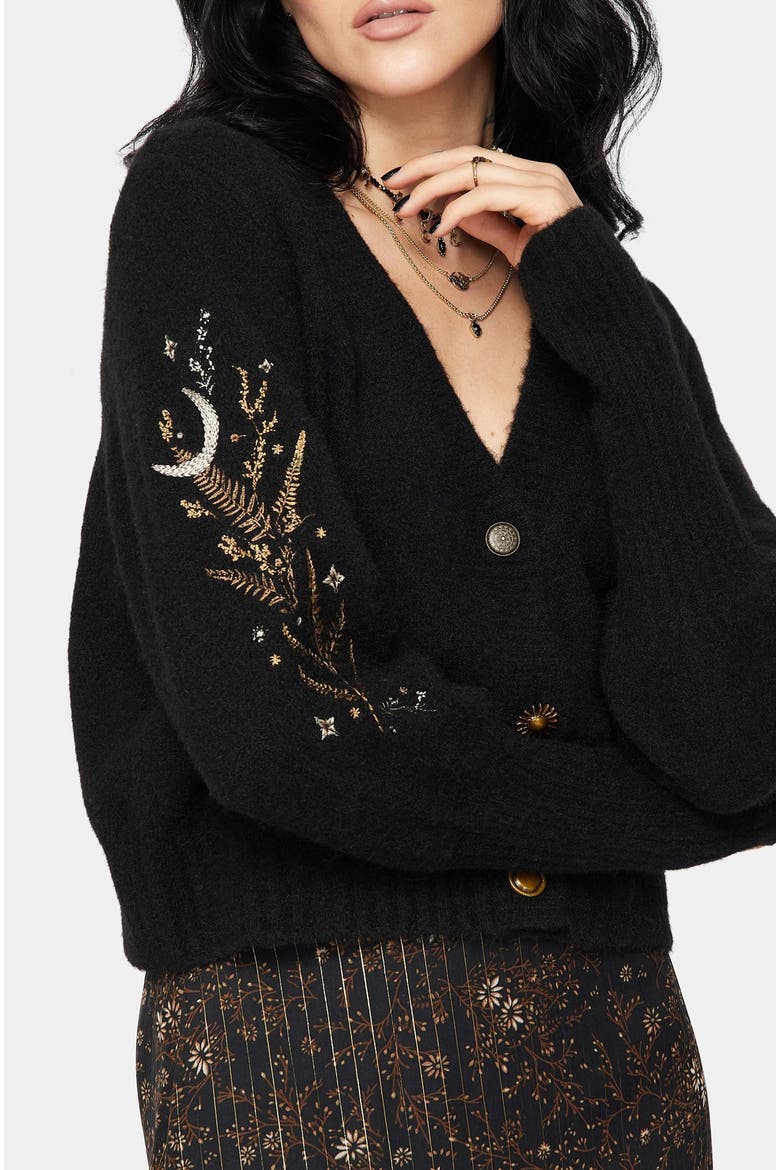 Abellona Balloon Sleeve Knit Cardigan, Alternate, color, Black