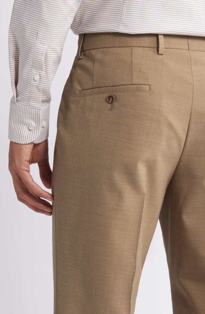 BOSS Genius Virgin Wool Blend Flat Front Dress Pants, Alternate, color, Open Beige