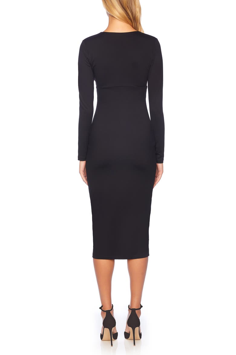 Deep V-Neck Long Sleeve Dress, Alternate, color, BLACK