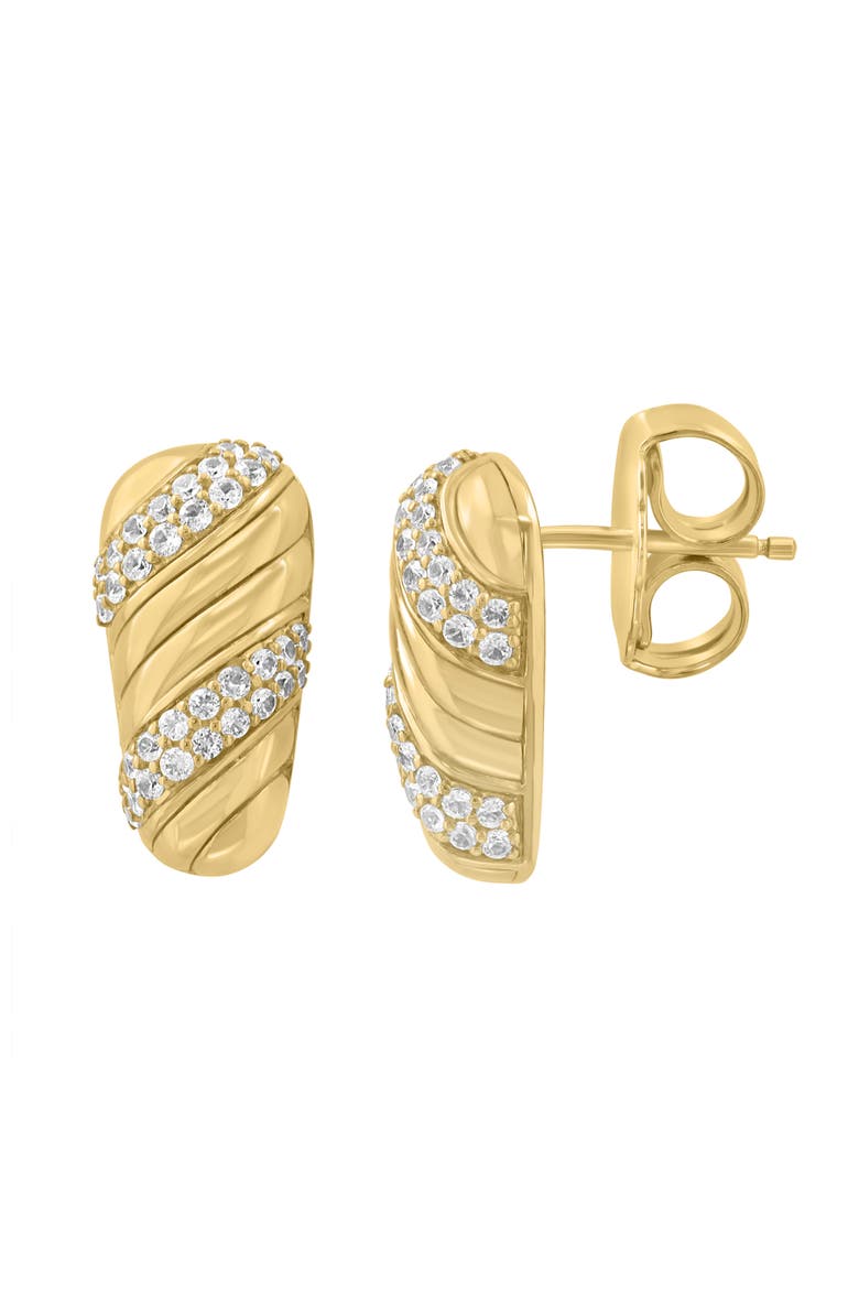 14K Gold Plated Sterling Silver Zircon Nugget Stud Earrings, Alternate, color, GOLD