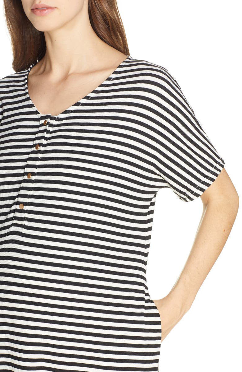 Nesting Olive Maternity/Nursing Ribbed Nightshirt, Alternate, color, 