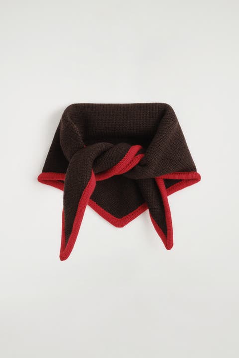 Contrast-Tipped Merino Wool Triangle Scarf