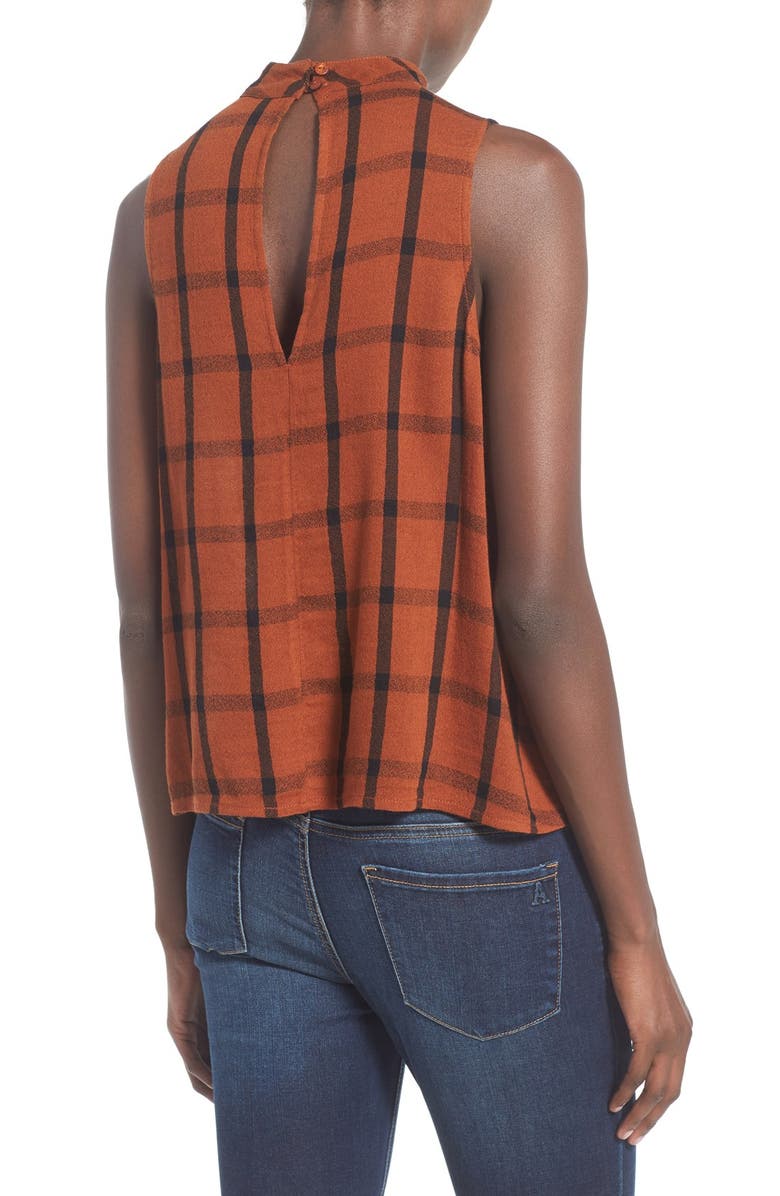 BP. Windowpane Plaid Mock Neck Top, Alternate, color, Rust Bisque Kate Windowpane