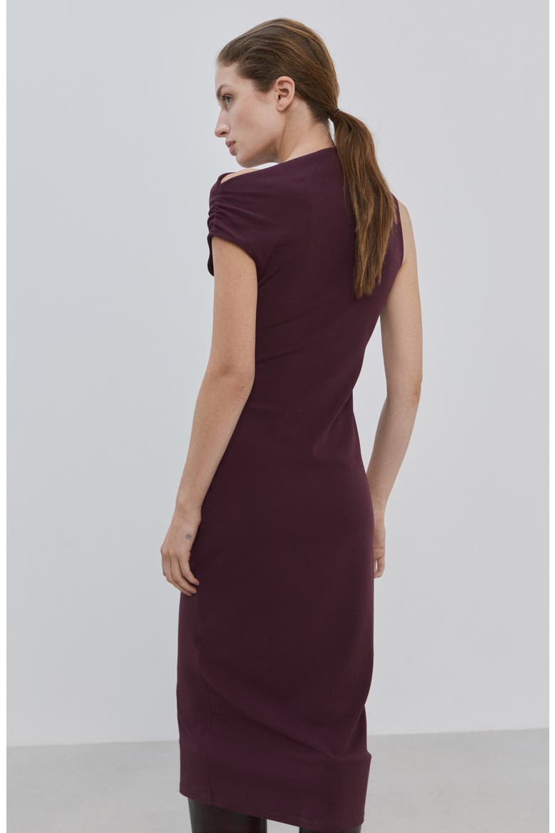 Asymmetric Midi Sheath Dress, Alternate, color, BURGUNDY