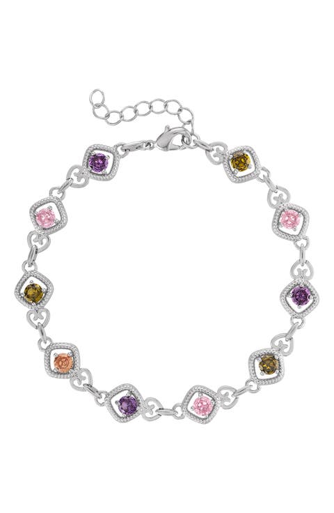 Heart Link Cubic Zirconia Bracelet