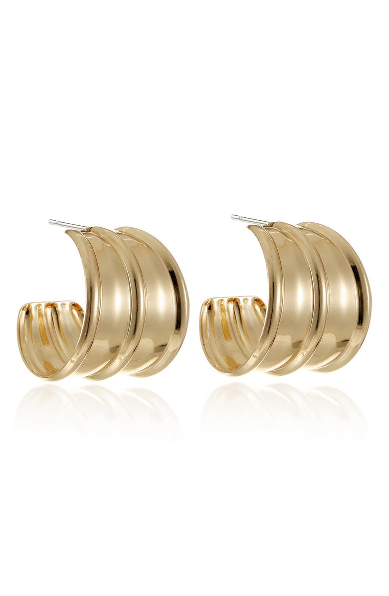 Ettika Fan Hoop Earrings, Alternate, color, Gold