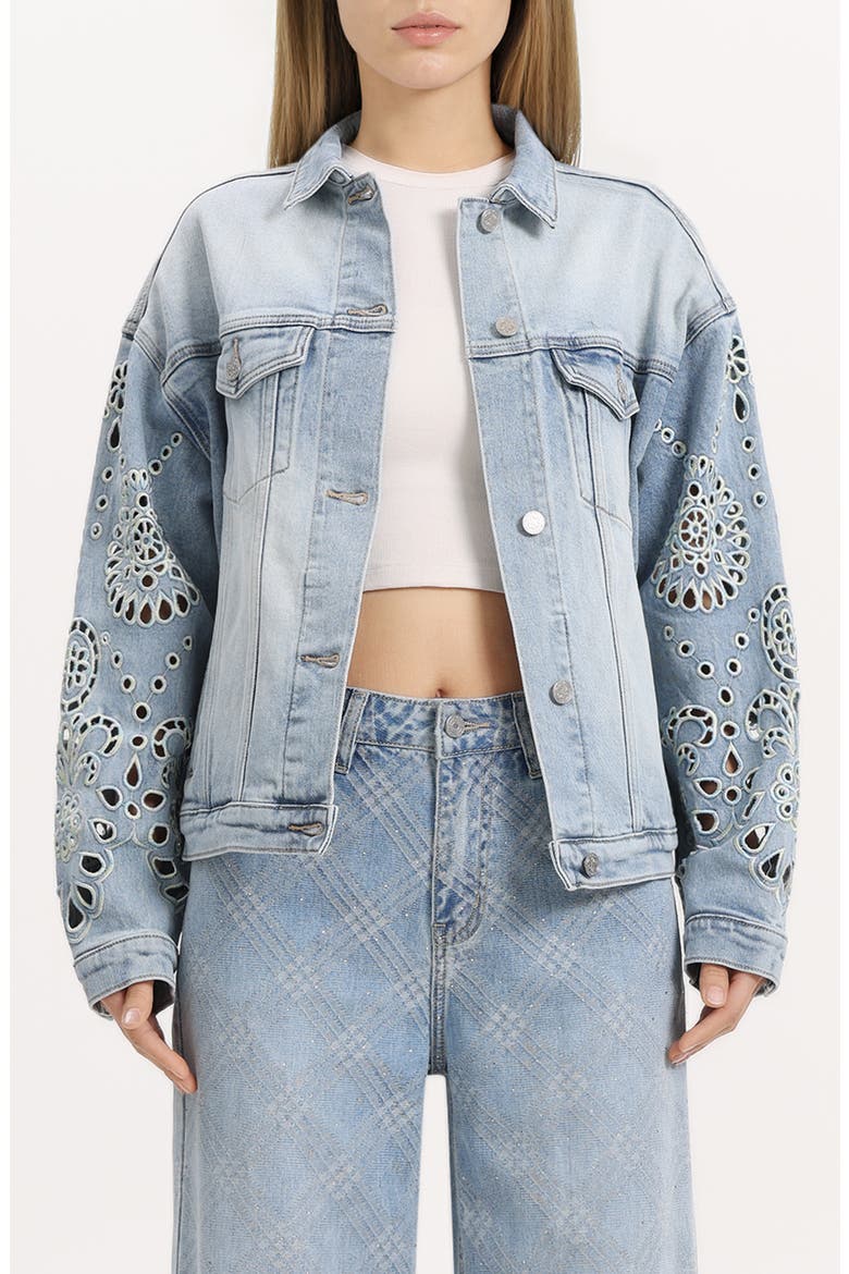 Embroidered Denim Jacket, Main, color, GAIA