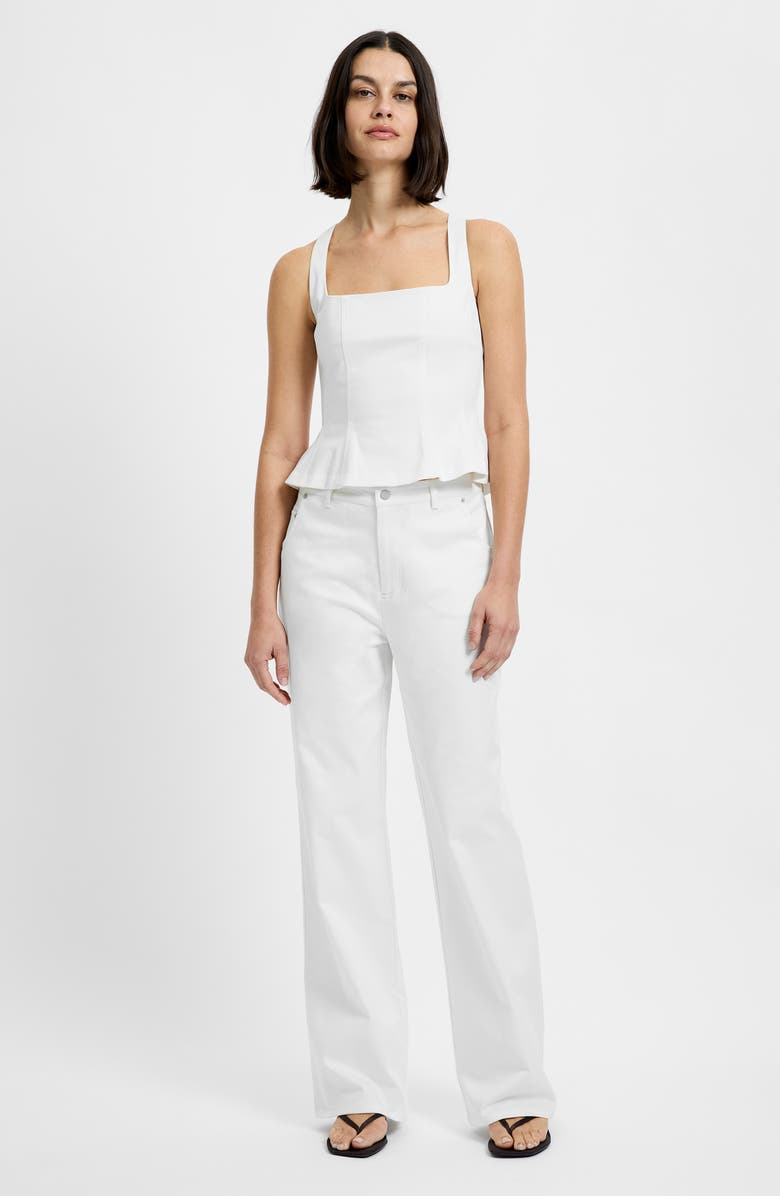 French Connection Inez Stretch Cotton Twill Peplum Top, Alternate, color, Summer White