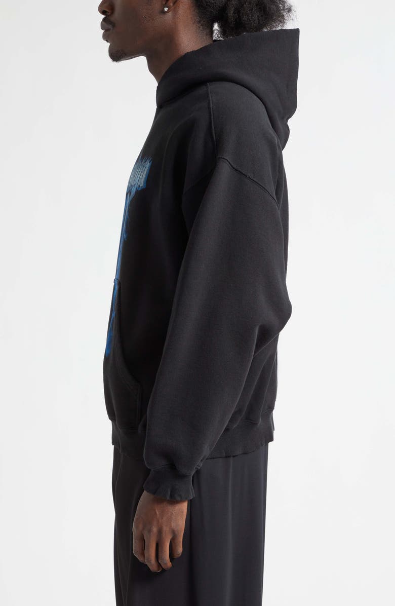 Balenciaga Paris Thunderstorm Medium Fit Dry Fleece Graphic Hoodie, Alternate, color, 1000 Black