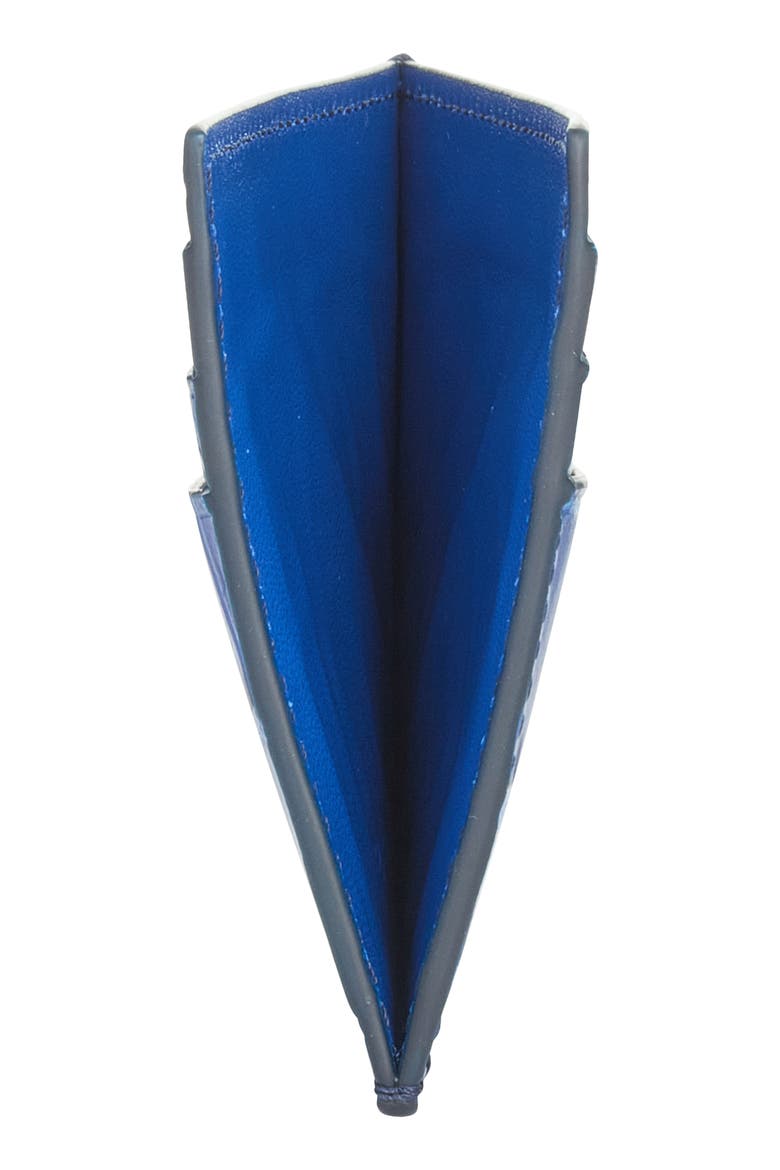 Croc Embossed Leather Card Holder, Alternate, color, ROYAL BLUE
