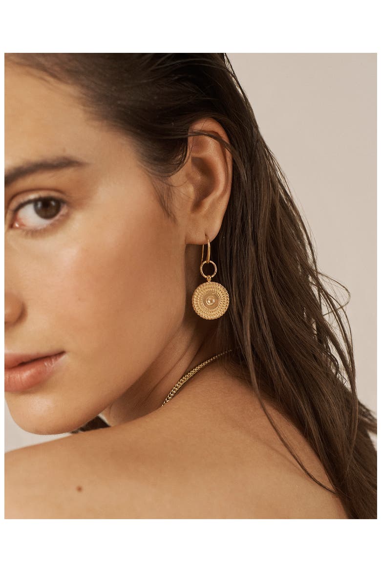 Juno Disc Drop Earrings, Alternate, color, 18CT GOLD VERMEIL/SS
