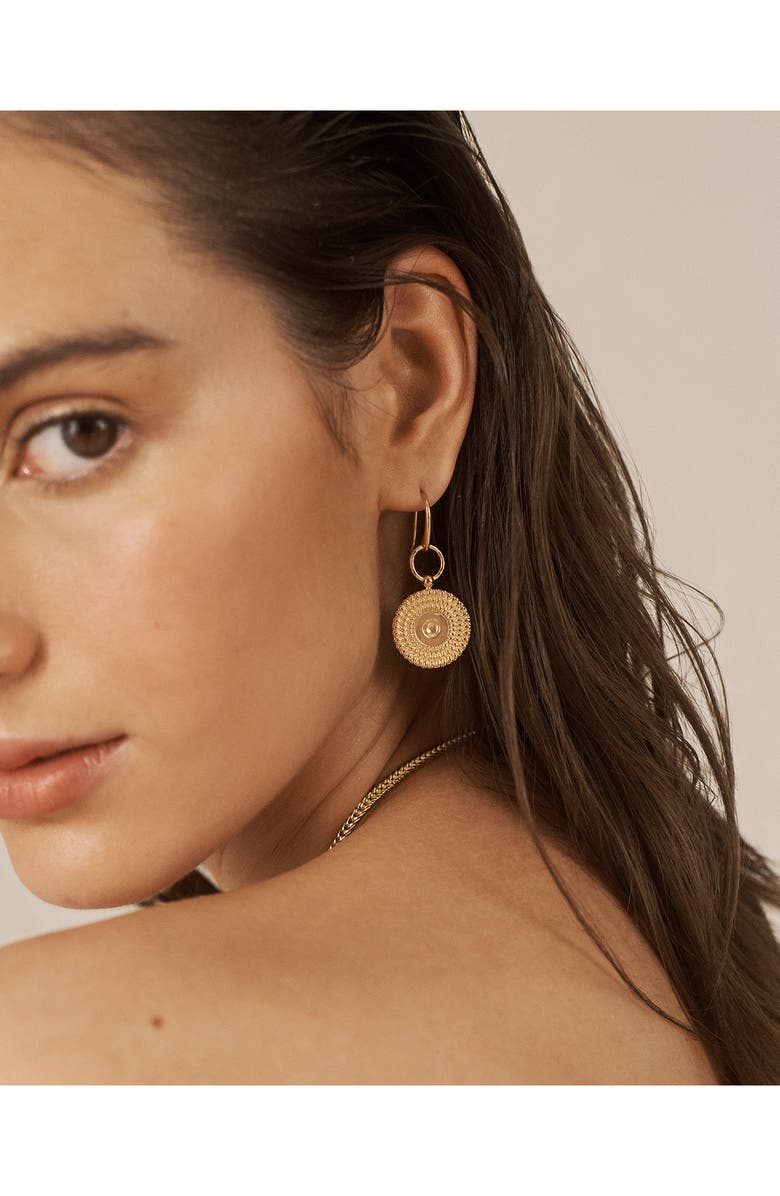 Monica Vinader Juno Disc Drop Earrings, Alternate, color, 18Ct Gold Vermeil/Ss