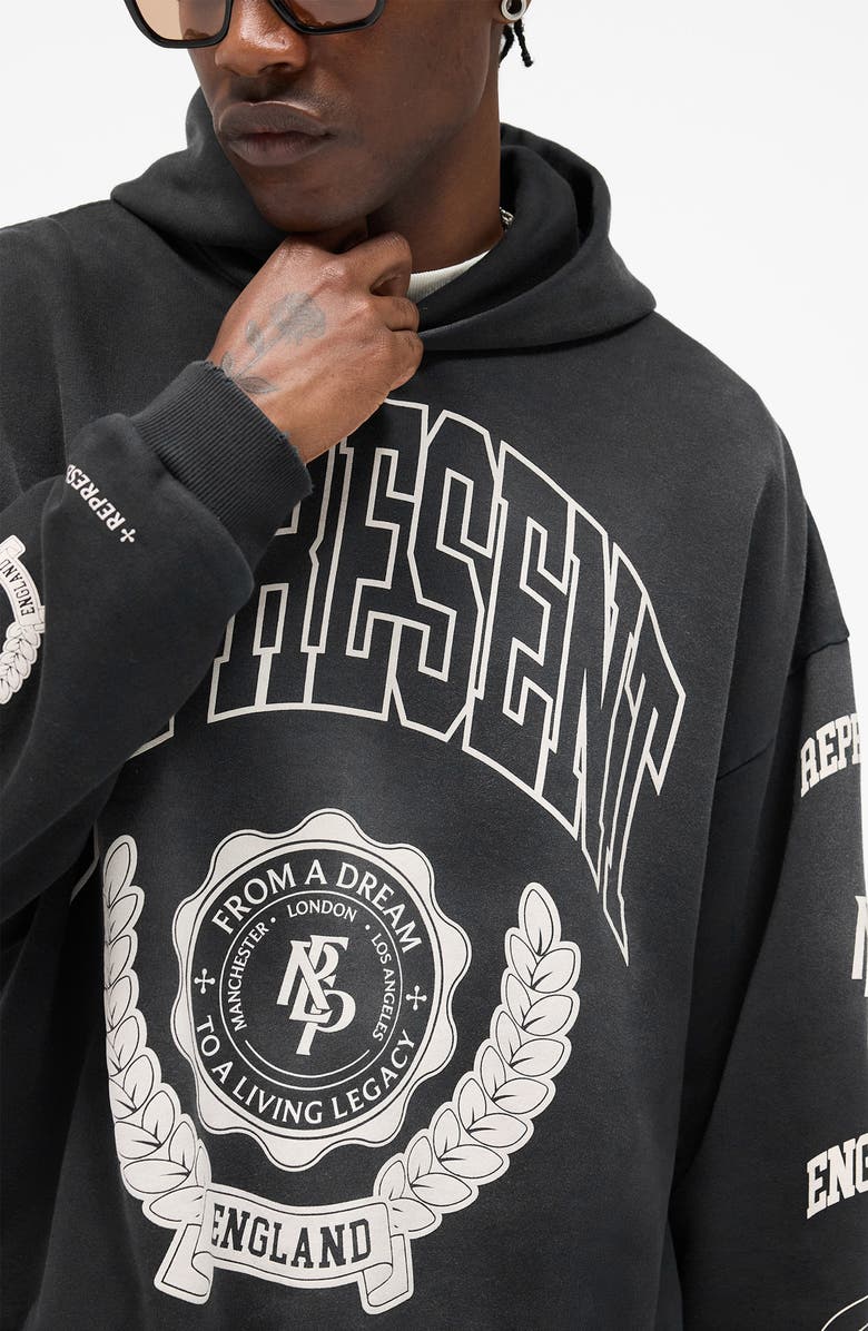 Represent Legacy Crest Cotton Hoodie, Alternate, color, Stained Black