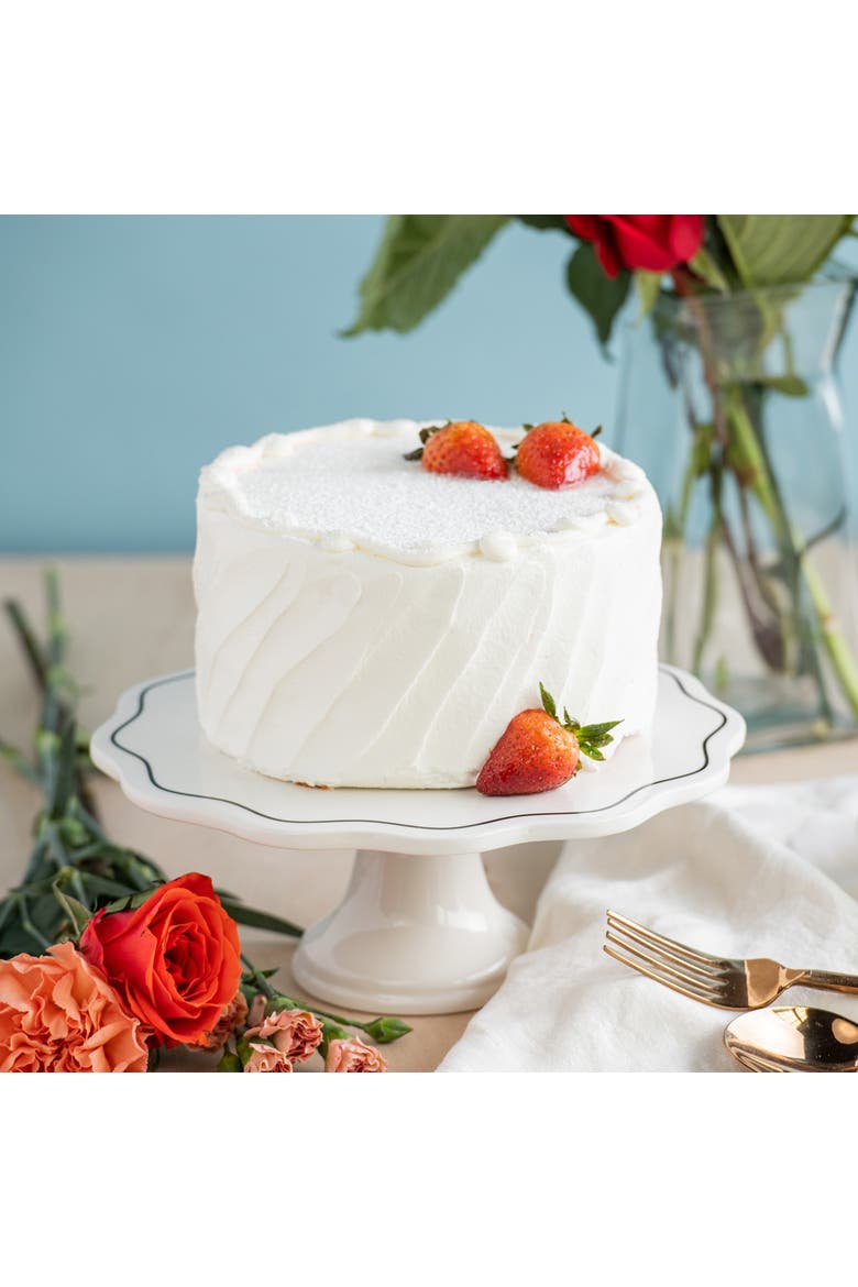 Eat Cake First Cer Pedestal Ceramic White, Alternate, color, White