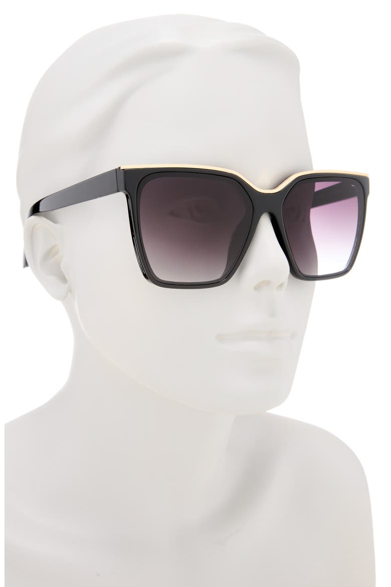 136mm Square Sunglasses, Alternate, color, BLACK