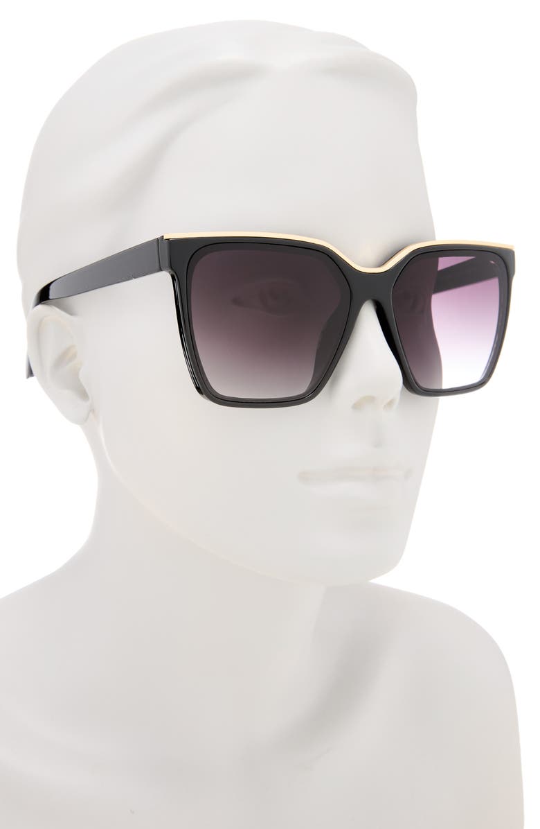 Vince Camuto 136mm Square Sunglasses, Alternate, color, Black