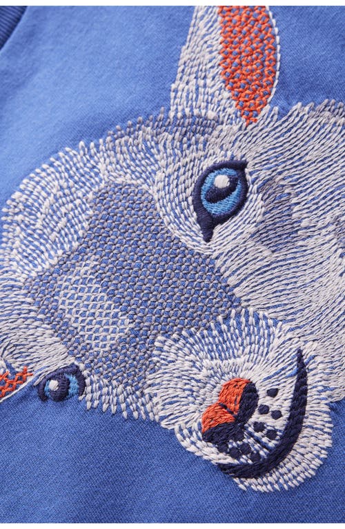 Mini Boden Kids' Lamb Superstitch Embroidered Cotton Graphic T-shirt In Bluejay Goat