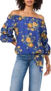 Vince Camuto Floral Off the Shoulder Bubble Sleeve Top