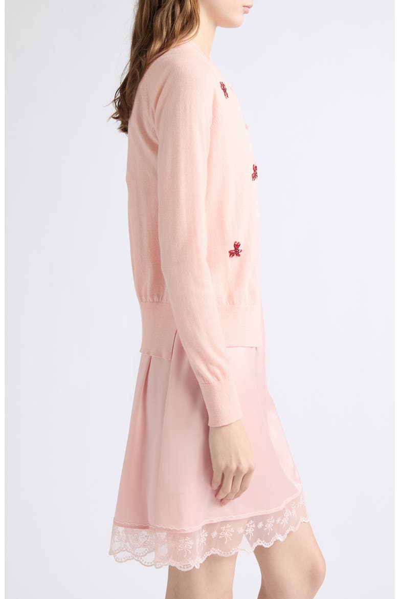 Crystal Carnation Merino Wool & Silk Cardigan, Alternate, color, BLUSH/ RED