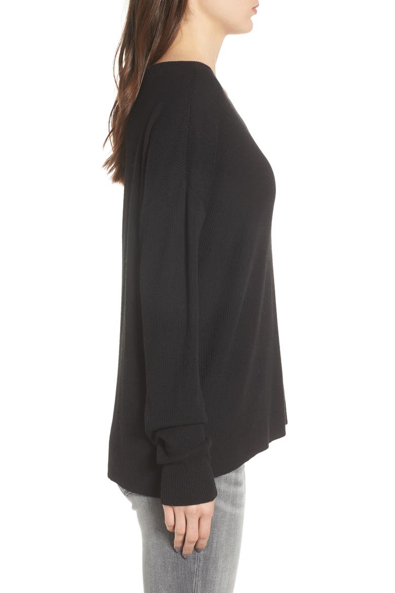 Drop Shoulder Ribbed Sweater, Alternate, color, BLACK