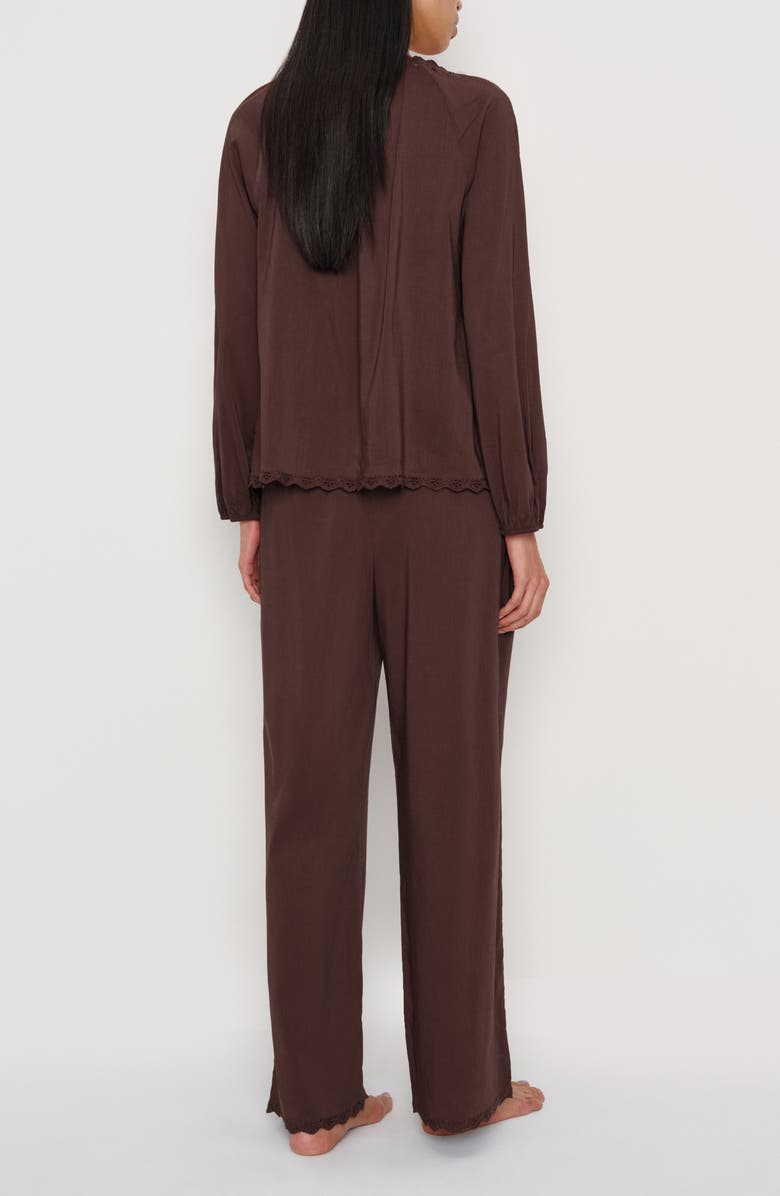 Reformation Paloma Long Sleeve Pajamas, Alternate, color, Cafe