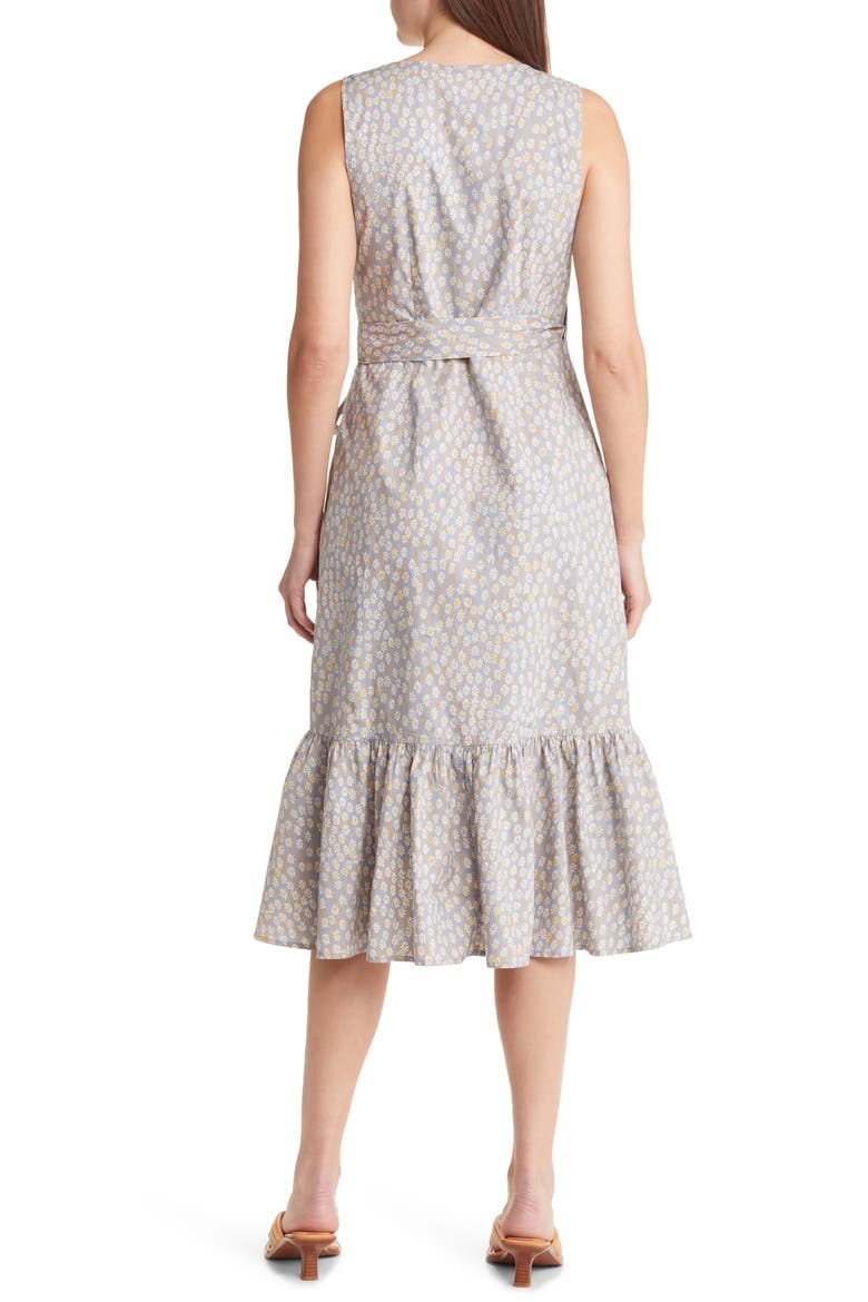 Floral Ruffle Trim Wrap Dress, Alternate, color, STILL DAWN
