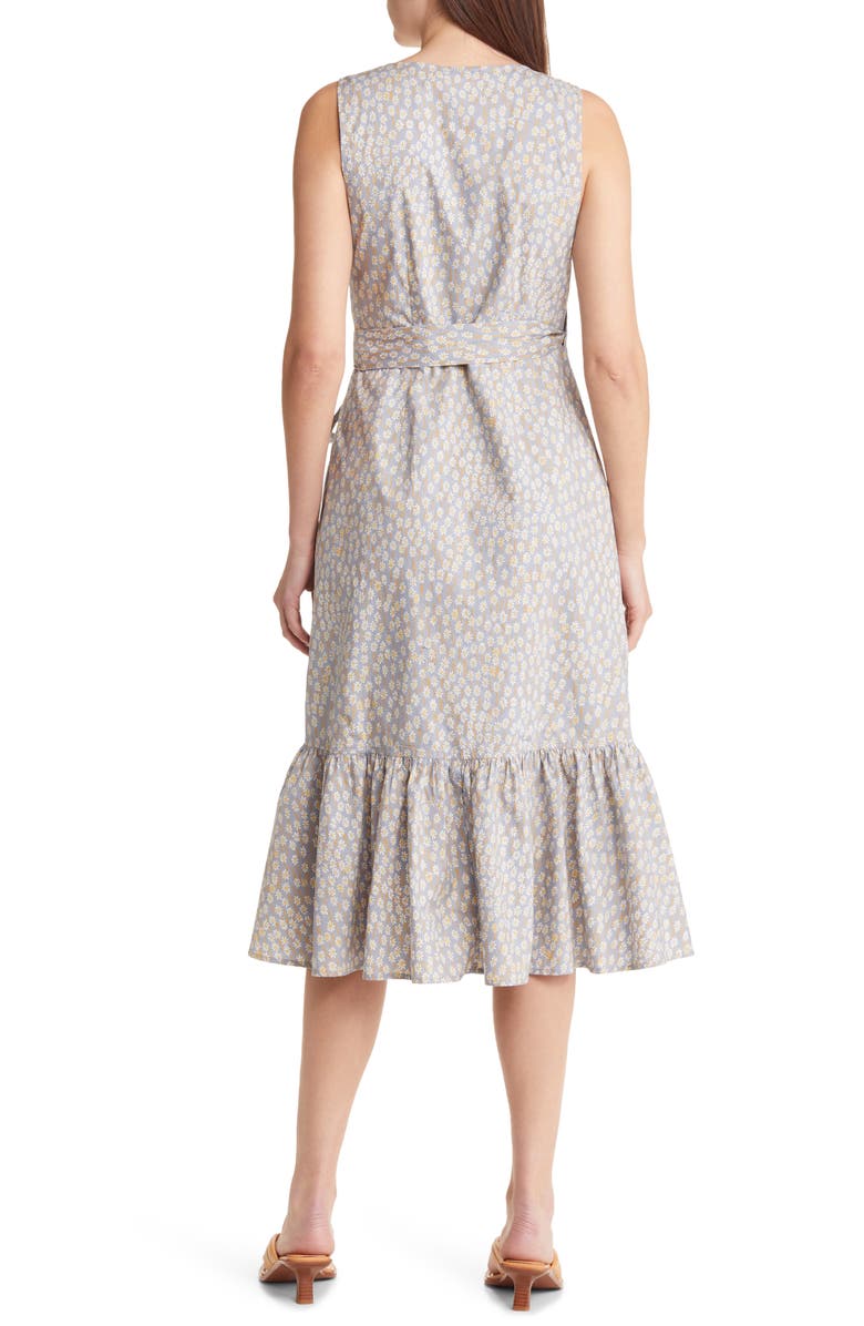 Madewell Floral Ruffle Trim Wrap Dress, Alternate, color, 