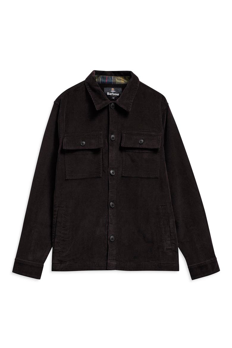 Tartan Trimmed Corduroy Shirt Jacket, Alternate, color, OLIVE
