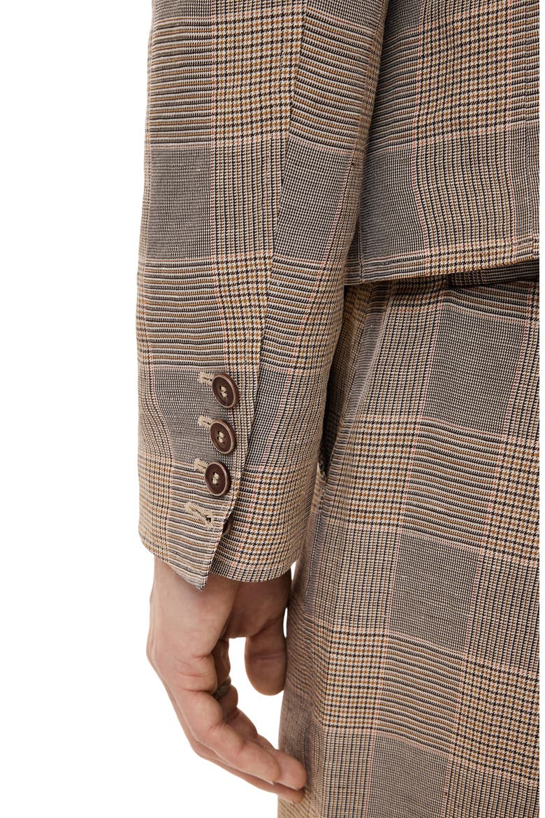 Torino Short Glen Plaid Linen & Viscose Sport Coat, Alternate, color, DARK TAN
