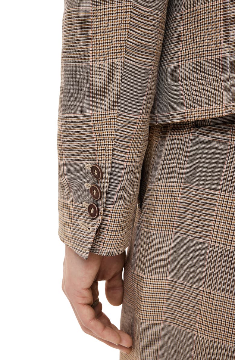 John Varvatos Torino Short Glen Plaid Linen & Viscose Sport Coat, Alternate, color, Dark Tan