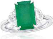 SOUZANA by Suzy Levian 14K White Gold 2.80ct Emerald & 0.51cttw Diamond Ring