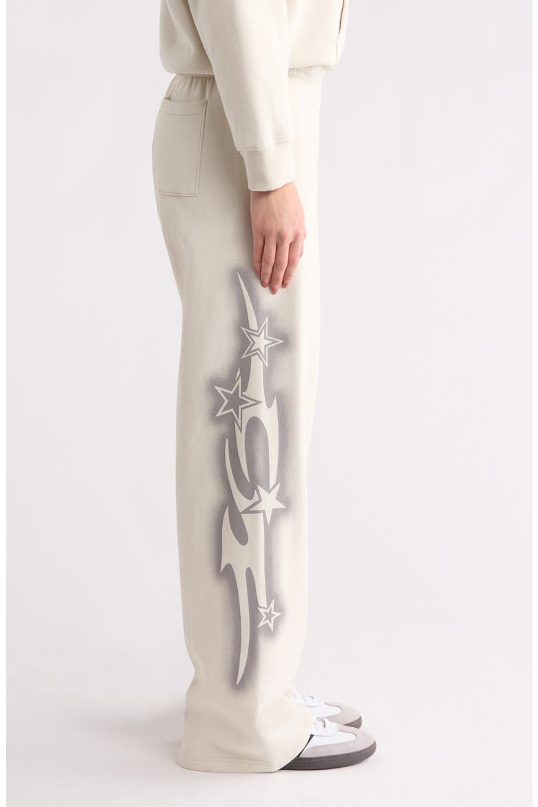 Cyber Baggy Star Print Detail Sweat Pants, Alternate, color, IVORY/ SILVER