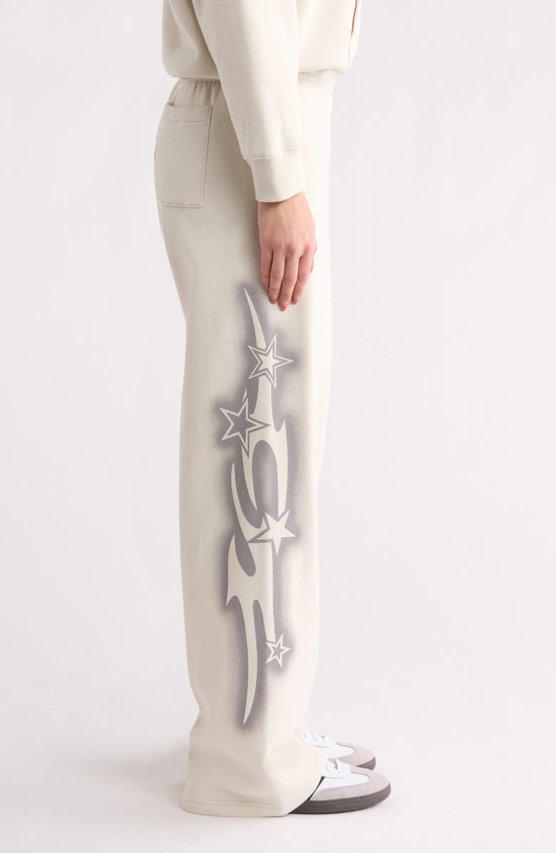 PacSun Cyber Baggy Star Print Detail Sweat Pants, Alternate, color, Ivory/ Silver