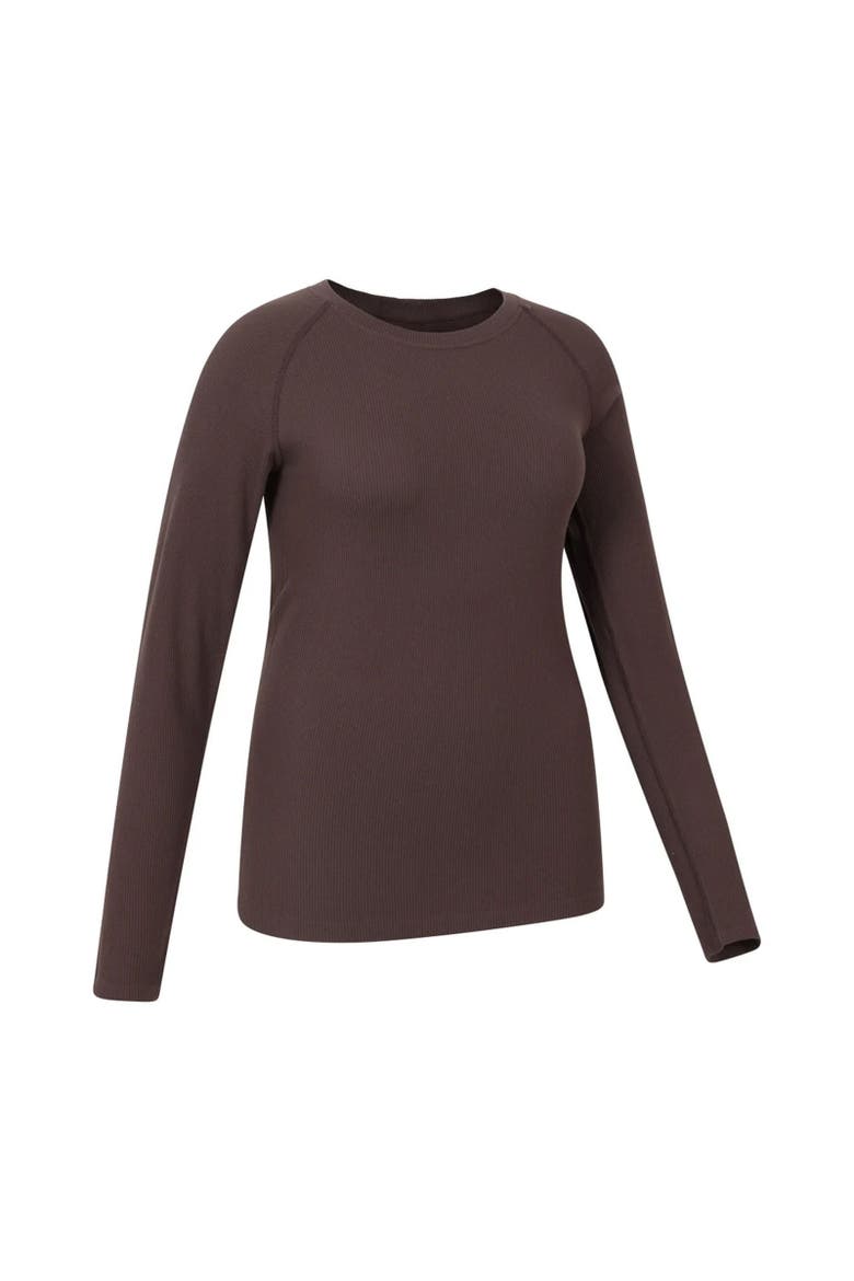 Carmel Ribbed Seamless Thermal Top, Alternate, color, Brown