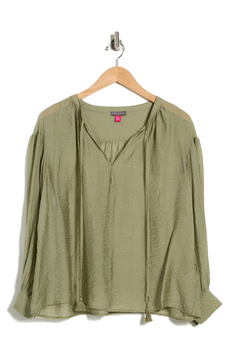 Long Sleeve Woven Top, Alternate, color, OLIVE