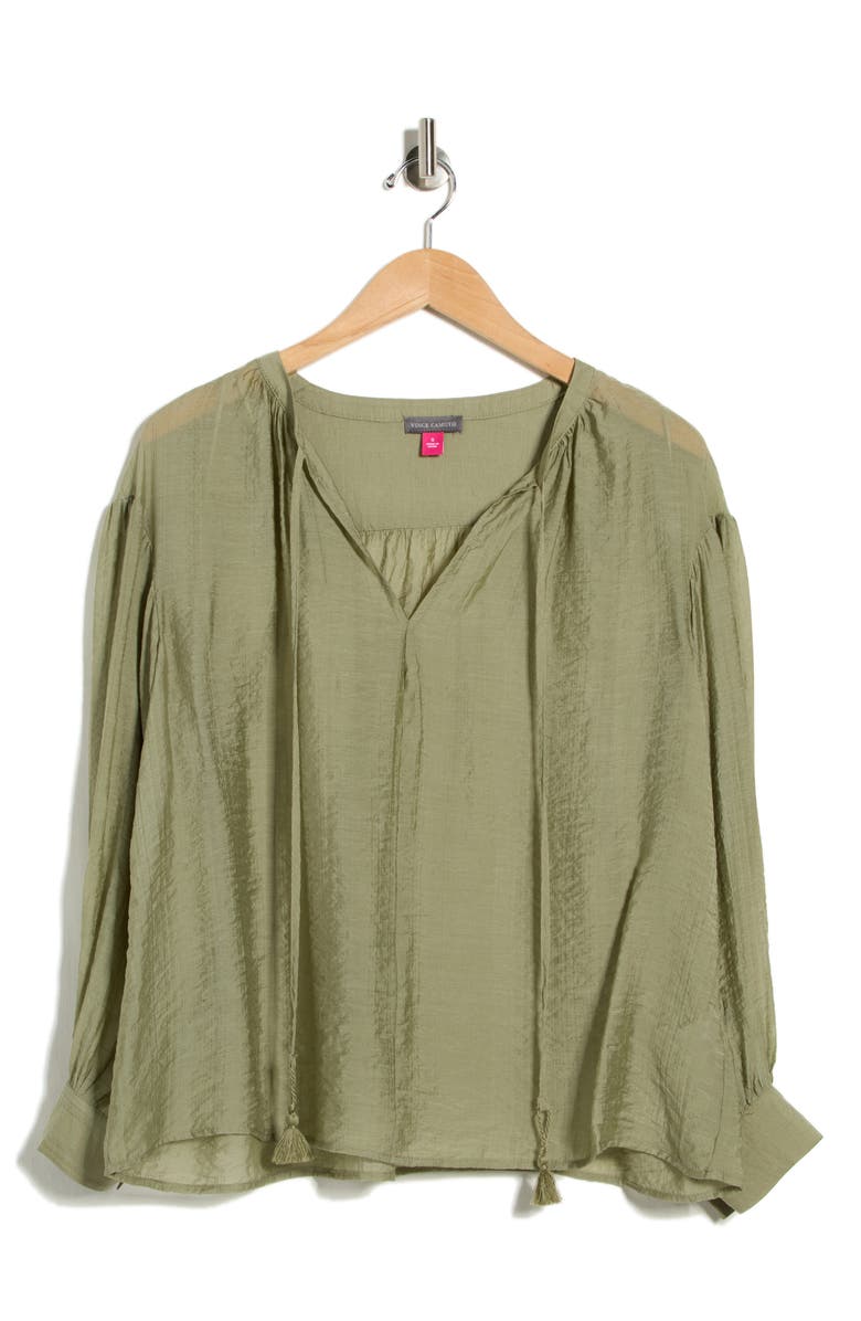 Vince Camuto Long Sleeve Woven Top, Main, color, Olive