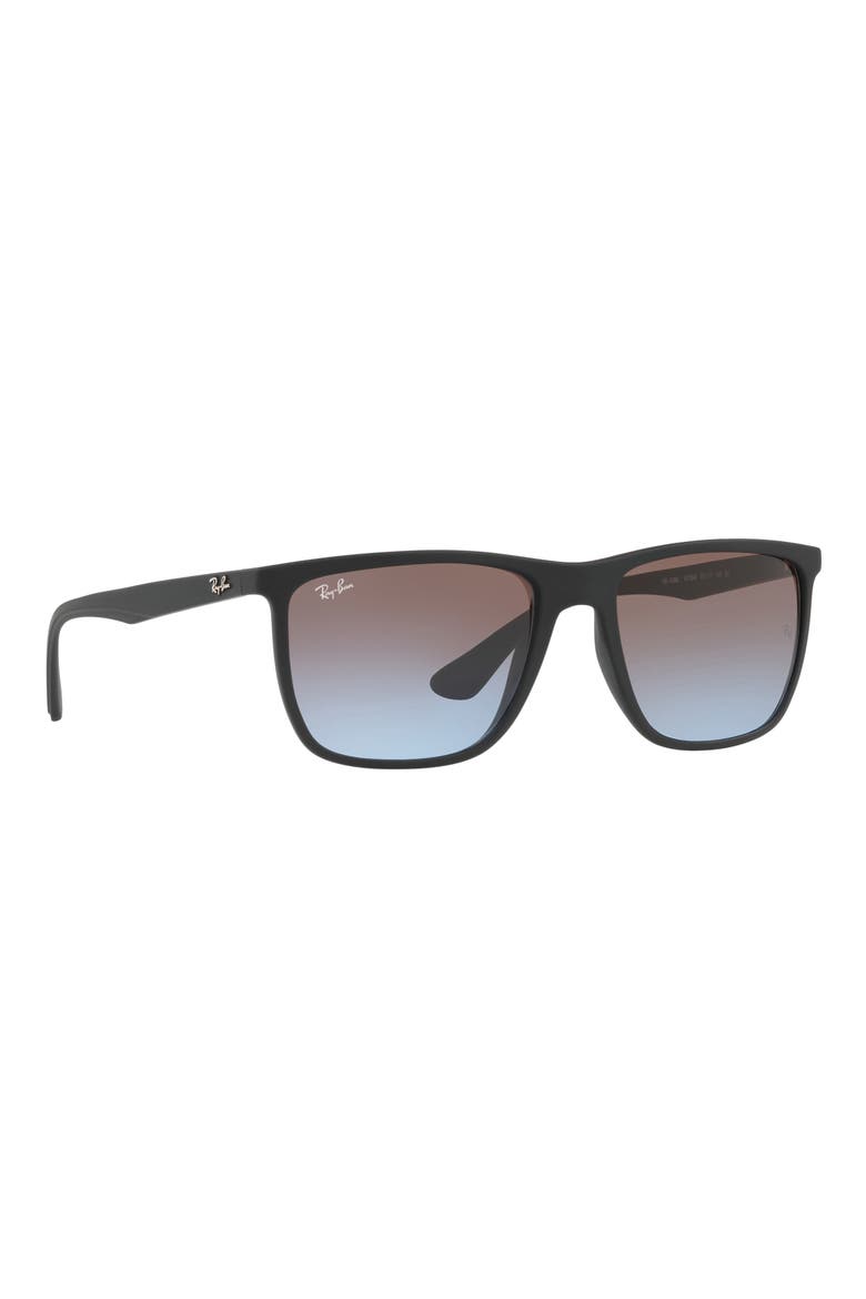 RB4288L 57mm Square Sunglasses, Alternate, color, MATTE BLACK / BLUE BROWN