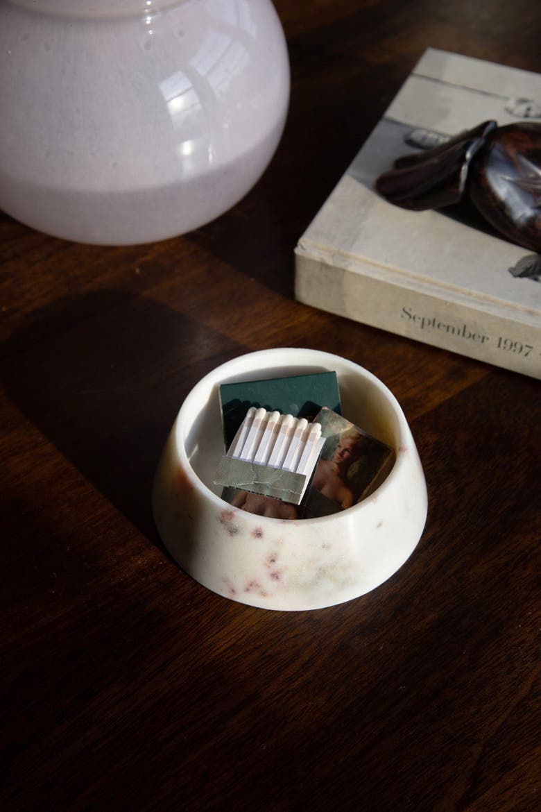 Marble Pet Bowl, Alternate, color, White