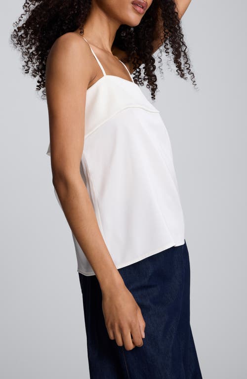 Kenneth Cole Satin Foldover Spaghetti Strap Cami In White