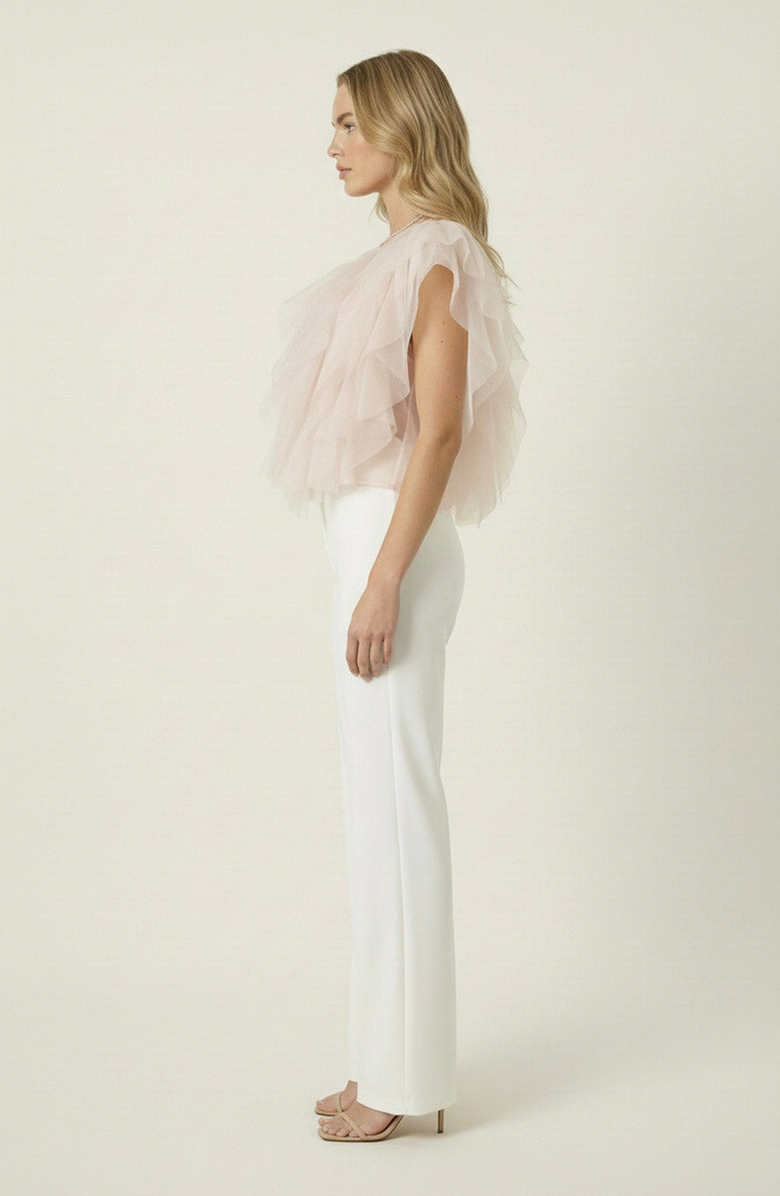 Modenaire Sheer Ruffled Tulle Blouse, Alternate, color, Pale Pink